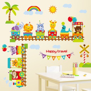 decal dán tường đoàn tàu happy