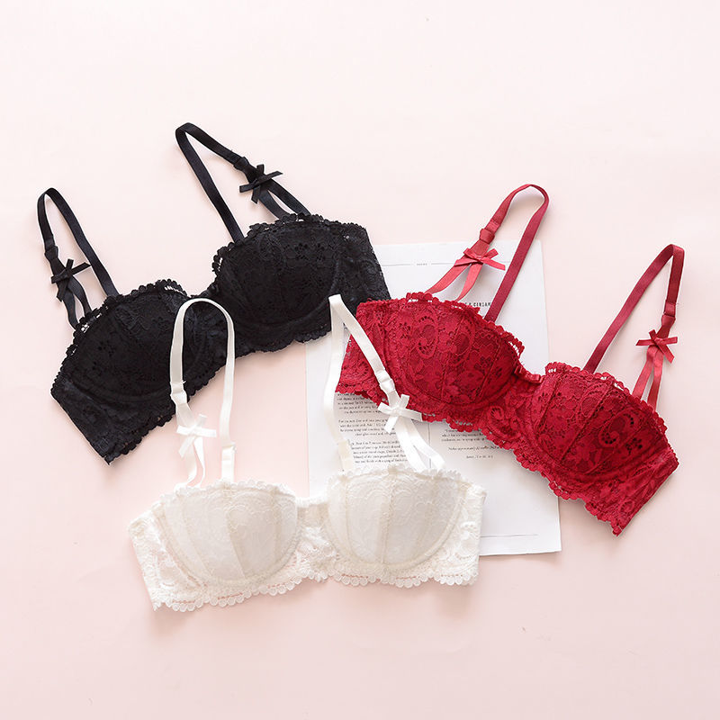 Sexy French lace bra underwear ultra-thin comfortable and breathable female student small chest gather bra