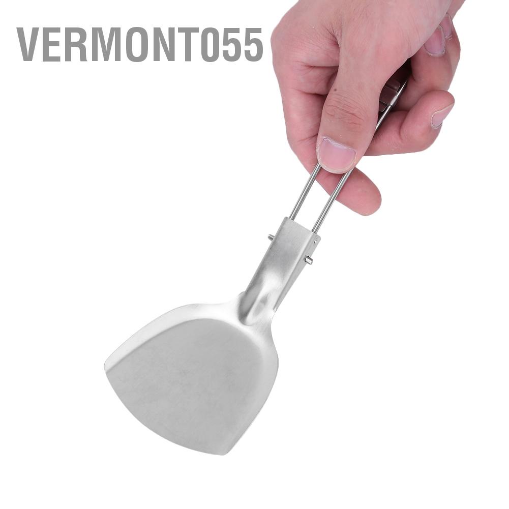Vermont055 Stainless Steel Foldable Spatula Heat-Resistant Non-Stick Kitchen Utensil Non-Slip Cooking Tool