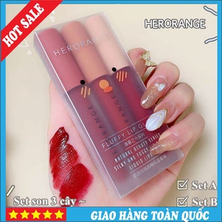 Set 3 cây son kem lì ♻️ ♻️freeship♻️ ♻️ herorange fluffy lip glaze