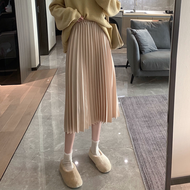 Xiaozhainv Fashion Pure Color All Match High Waist A Line Midi skirts | BigBuy360 - bigbuy360.vn