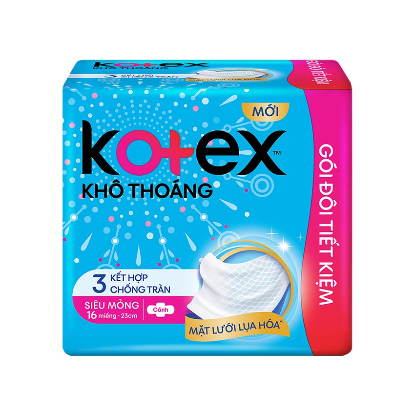 Combo 4 băng vệ sinh Kotex khô thoáng / Maxcool siêu mát - có cánh gói 8 miếng - 23cm