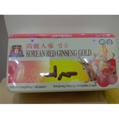 VIÊN HỒNG SÂM ĐÔNG TRÙNG HẠ THẢO - NHÂM SÂM BỒI BỔ SỨC KHỎE ĂN KHỎE NGỦ TỐT - KOREAN RED GINSENG GOLD HỘP SẮT 60 VIÊN