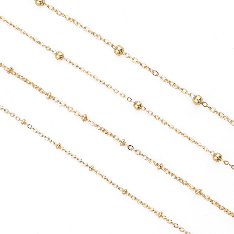 1m Dây xích mạ vàng 18k dạng chữ O dùng làm vòng cổ/ vòng tay thủ công