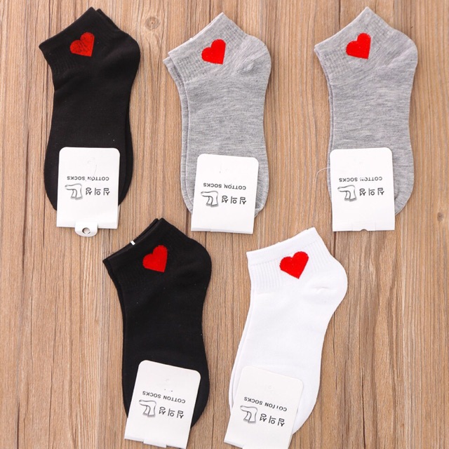 [ĐỔ BUÔN] Combo 10 Đôi Tất Tim Chất Liệu Cotton Thoáng Mát Đủ Màu