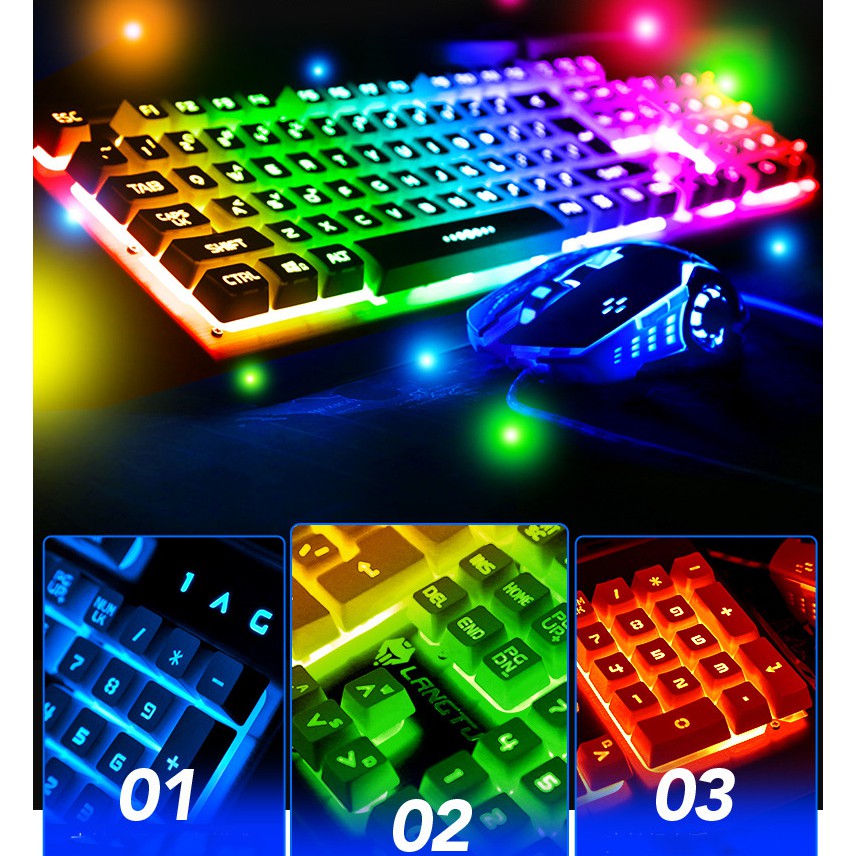 Combo 4 Món Gaming Bàn Phím RGB. Chuột Gaming, Tai Nghe 5.1, Lót Chuột Lớn K002