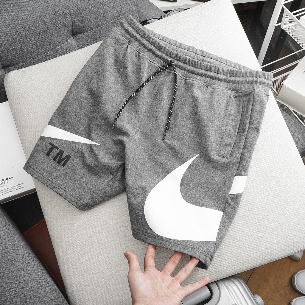 Quần short lửng nam chất thun nỉ cao cấp, phối logo cá tính 5077