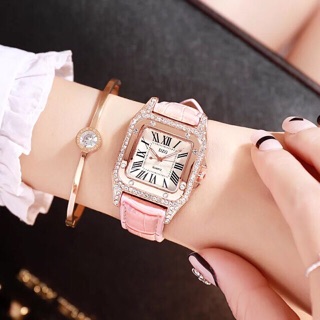 Đồng Hồ Nữ DZG Mặt Đá Dây Da