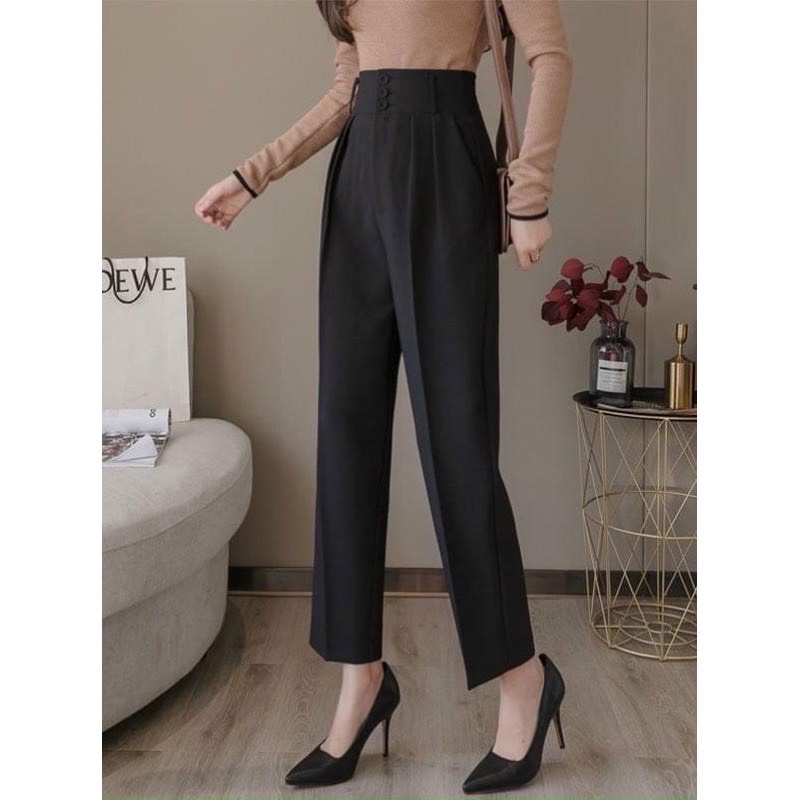 Quần baggy nữ công sở cạp cao 3 khuy size 40-85kg Bigzone QB120