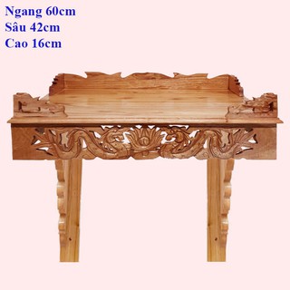 Bàn thờ treo tường gỗ xoan ngang 60cm trạm rồng - Mẫu 2