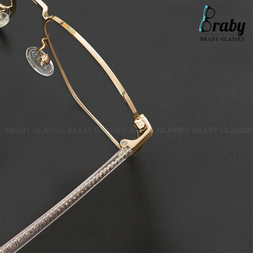 Gọng kính cận mắt đa giác to chất liệu Titanium mảnh cao cấp Braby Glasses thời trang nam nữ đơn giản càng bọc nhựa MK10