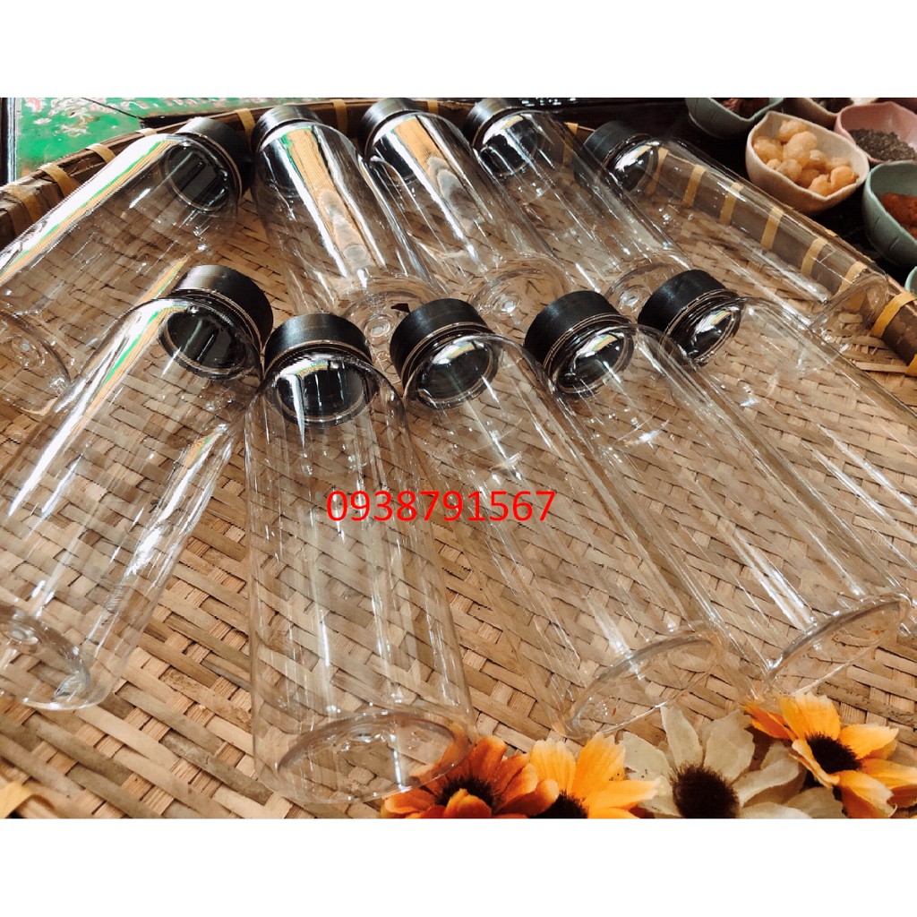 Chai nhựa tròn nắp đen 330ml