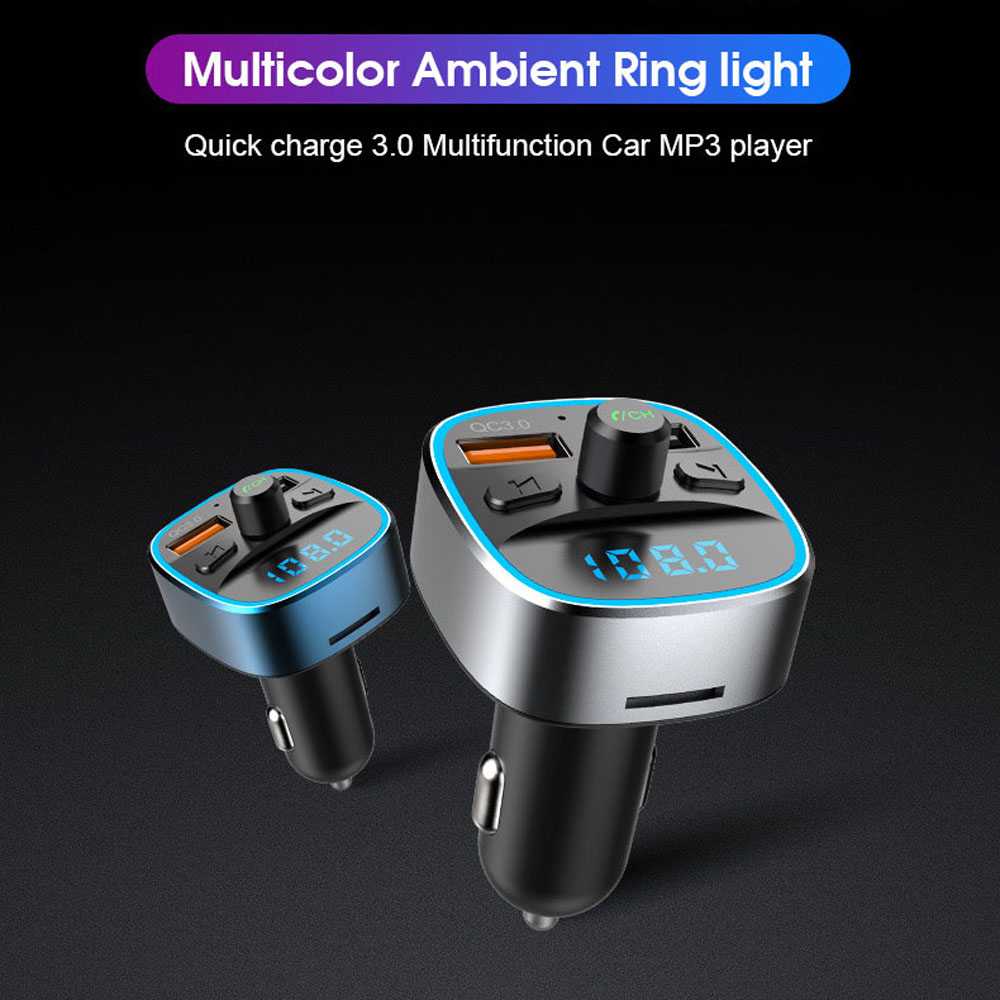Máy Nghe Nhạc Mp3 Có Đèn Led 7 Màu Kết Nối Bluetooth Qc3.0 Cho Xe Hơi