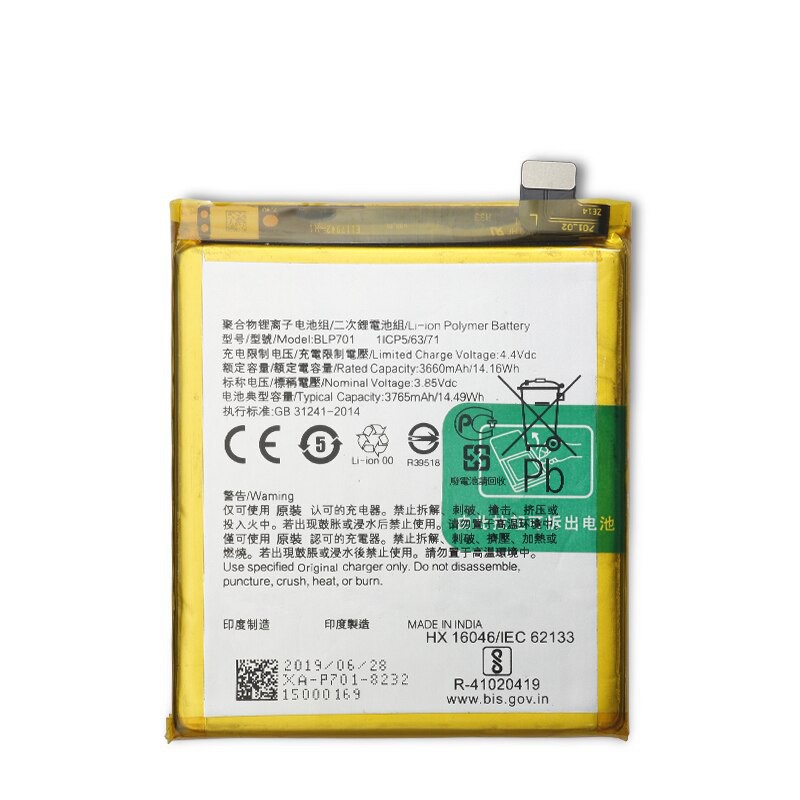 Pin Oppo Reno (6.4 inch)/ Realme X (6.53 inch), BLP701, 3765mAh Zin máy - Bảo hành 6 tháng