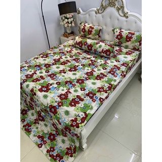 Drap thun❤️FREESHIP❤️ga thun lạnh Hàn Quốc hoa rơi( 1 ga , 3 vỏ gối)