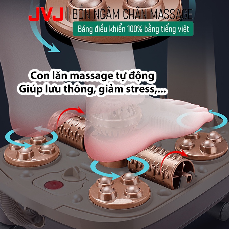 Bồn ngâm chân phiên bản Tiếng việt 2021 JVJ B2 massage tự động bằng con lăn, Sục khí, Đèn led / JVJ L1 massage bằng cơ