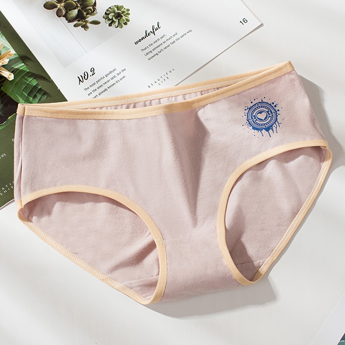 M~2XL Women's Pure Cotton Breathable Printing Heart-Shaped Comfort Summer Wireless Seamless Panties