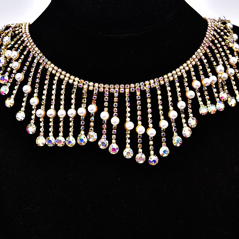 Chuỗi Hạt Thủy Tinh Tua Rua 45cm Đính Đá Pha Lê Dành Cho Trang Trí Váy Cưới