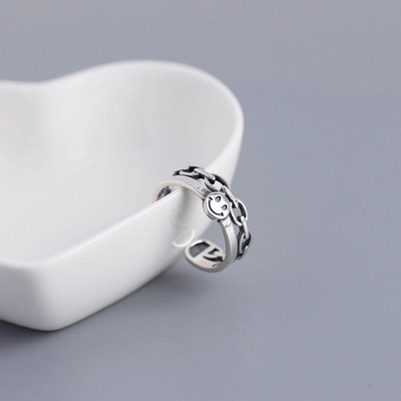 Nhẫn Kim Loại Họa Tiết Mặt Cười Dễ Thương Cho Nữ