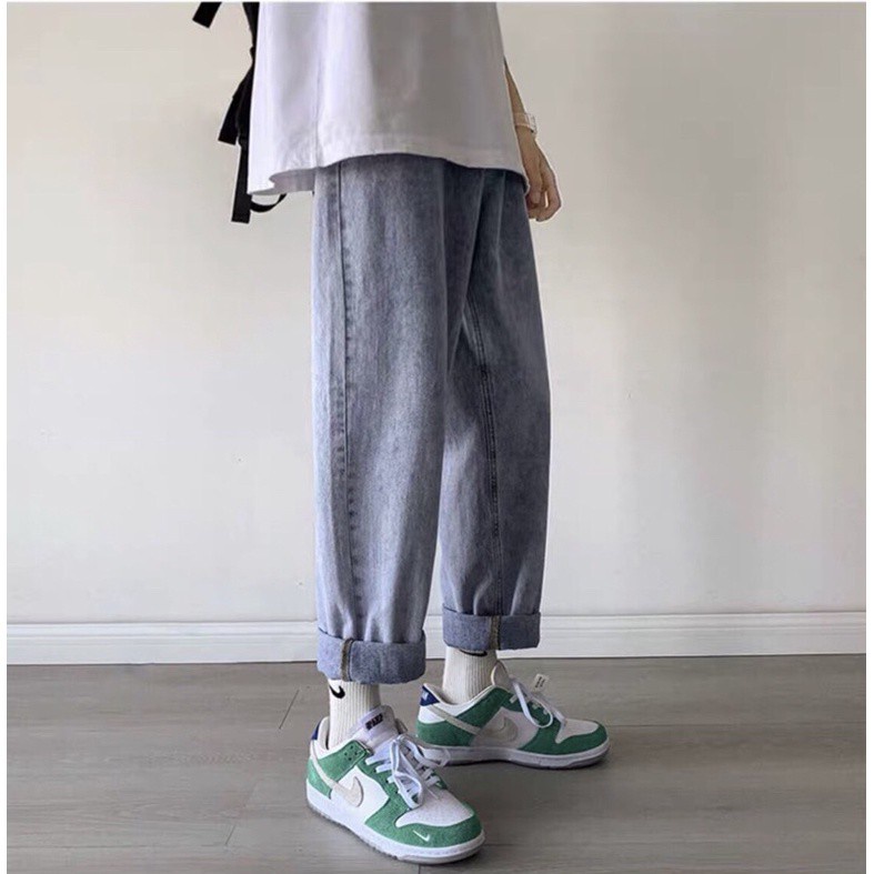 Quần Jean Nam, Quần Baggy xanh + đen, ống suông rộng SR01, Style hàn quốc-Trend Clothing! - Hàng nhập khẩu