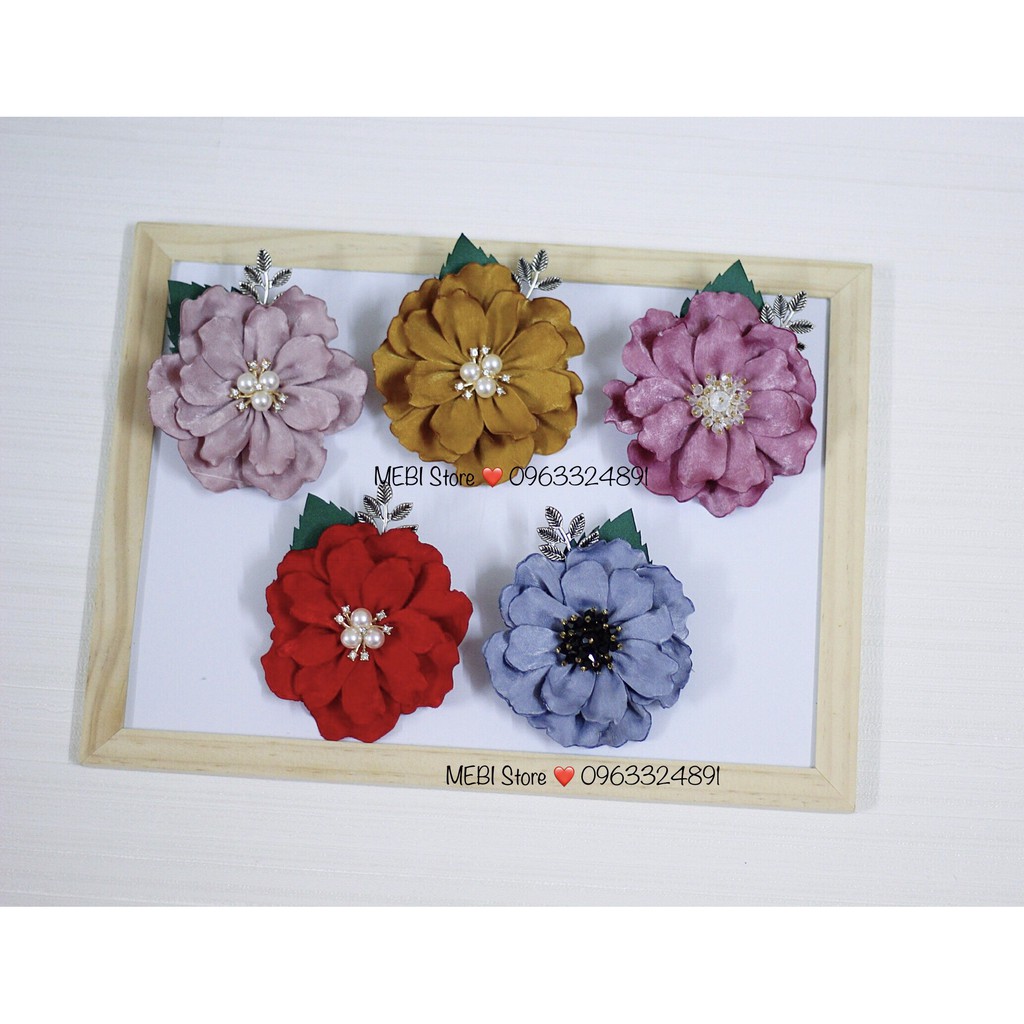 (Ảnh thật 100%) Hoa cài áo handmade đính nhụy hạt siêu xinh