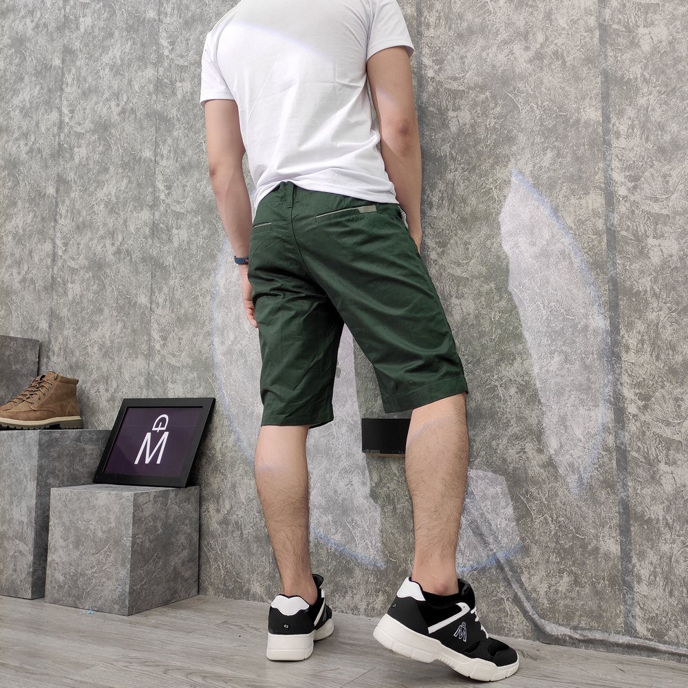[Mã SKAMSALE06 giảm 10% TỐI ĐA 100K đơn 150K] Quần short nam vải kaki màu xanh rêu vải đẹp TL134 Shop Thành Long | BigBuy360 - bigbuy360.vn