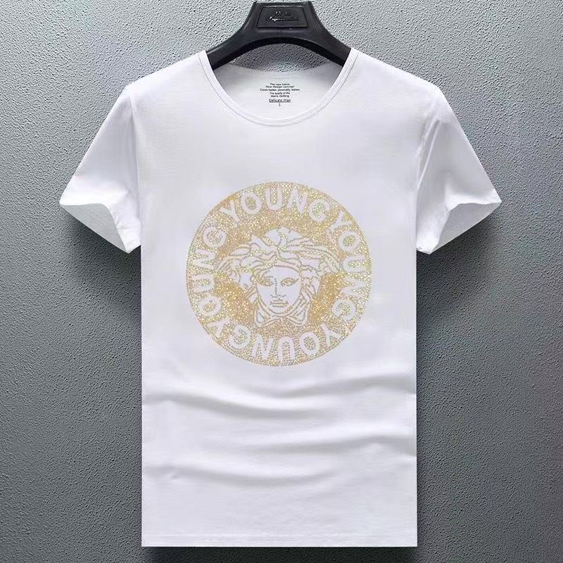 Versace Lengan Pendek lelaki Áo thun lelaki Thời Trang Nam Tay Ngắn Áo Cổ Tròn Nam Áo Sơ Mi Hàn Quốc Slim Mùa Hè Áo