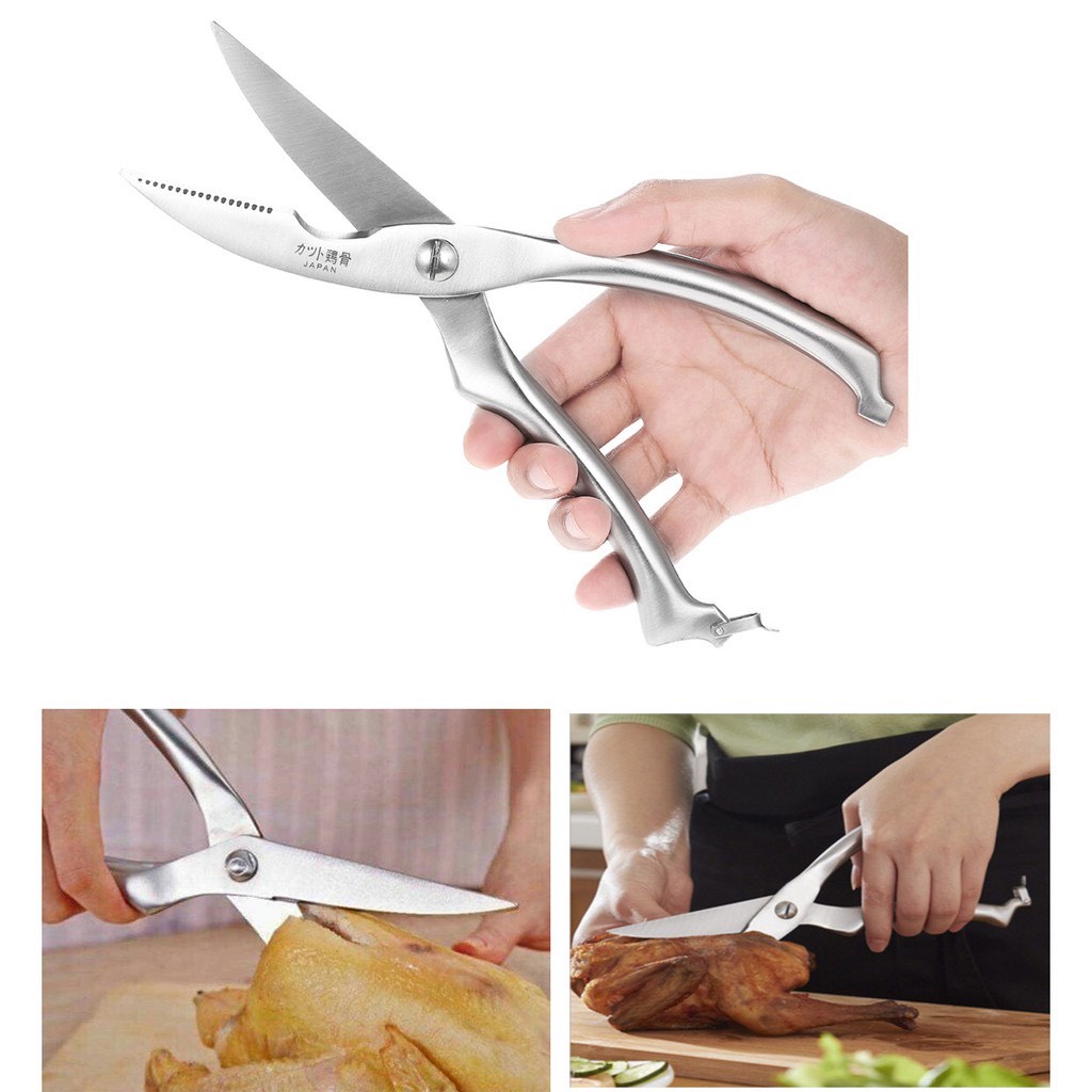 Kéo cắt gà vịt cao cấp Kitchen Scissors Inox 100% - Lưỡi dao sắc bén bền đẹp