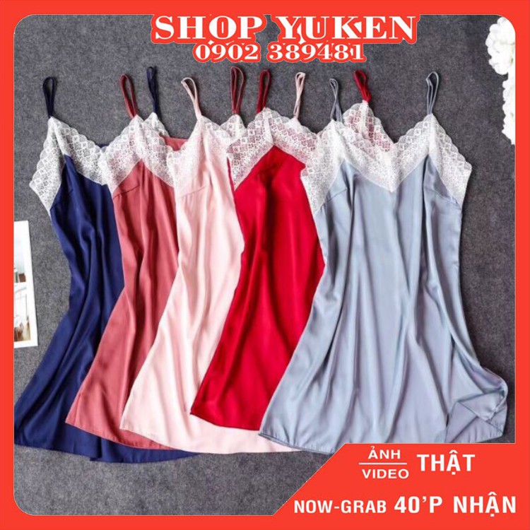 Váy lụa viền ren cao cấp đồ lót nữ đồ ngủ váy ngủ