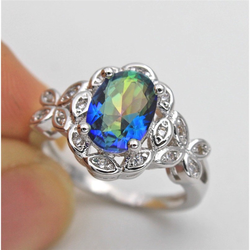 Nhẫn Mạ Bạc Hình Bướm Đính Đá Lấp Lánh