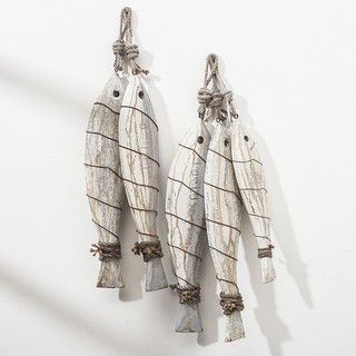 Cá gỗ treo kiểu gỗ mộc - Decor đồ trang trí theo phong cách biển Địa Trung Hải
