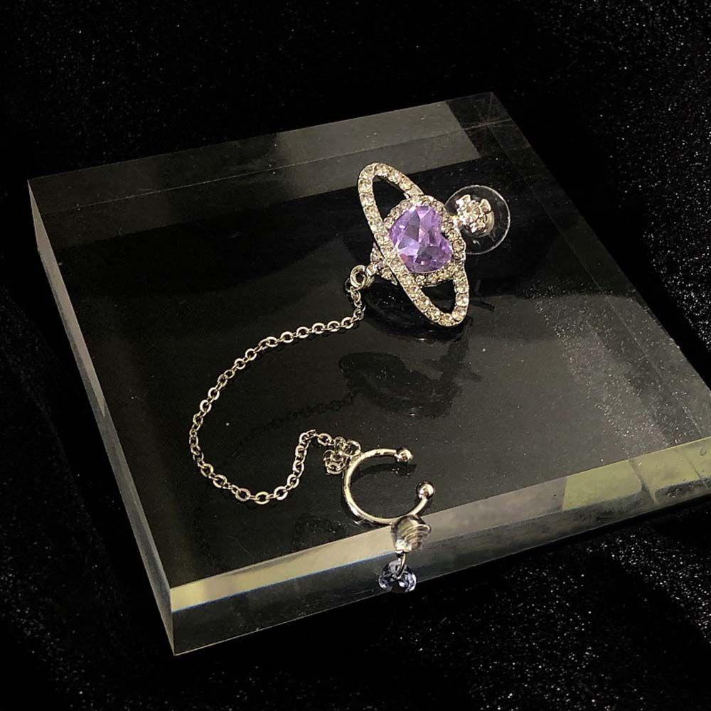 JARRED Bông Tai Dáng Dài Đính Đá Hình Trái Tim Màu Tím Phong Cách Hàn Quốc Thời Trang Cho Nữ