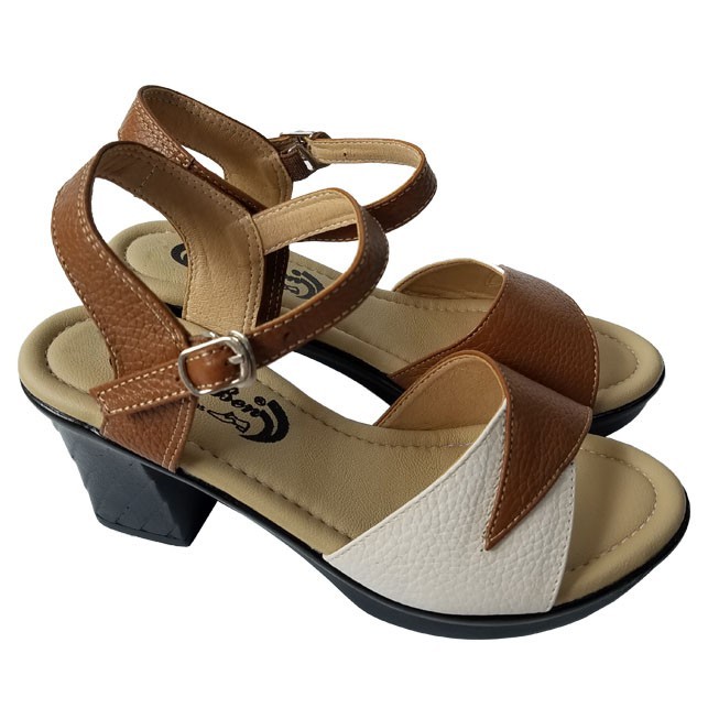 Giày Sandal Cao Gót Nữ Da Bò BIGGBEN Gót 7 cm HKD352