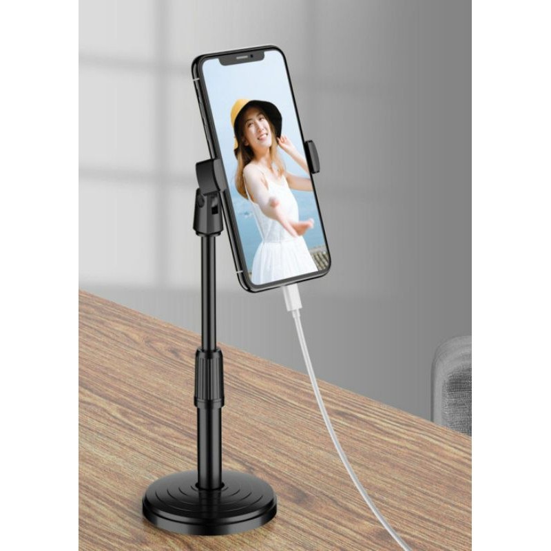 Giá đỡ điện thoại để bàn livestream, quay phim, ghi hình tại nhà, xem video ổn định, xoay 360 độ