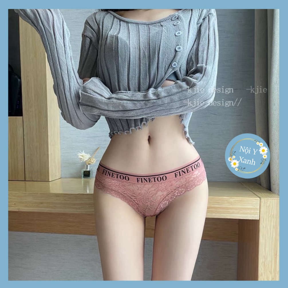 Quần Lót Nữ Ren Lọt Khe Viền Chữ Họa Tiết Điệu Đà Quyến Rũ Nội Y Xanh chất thoáng mát cao cấp