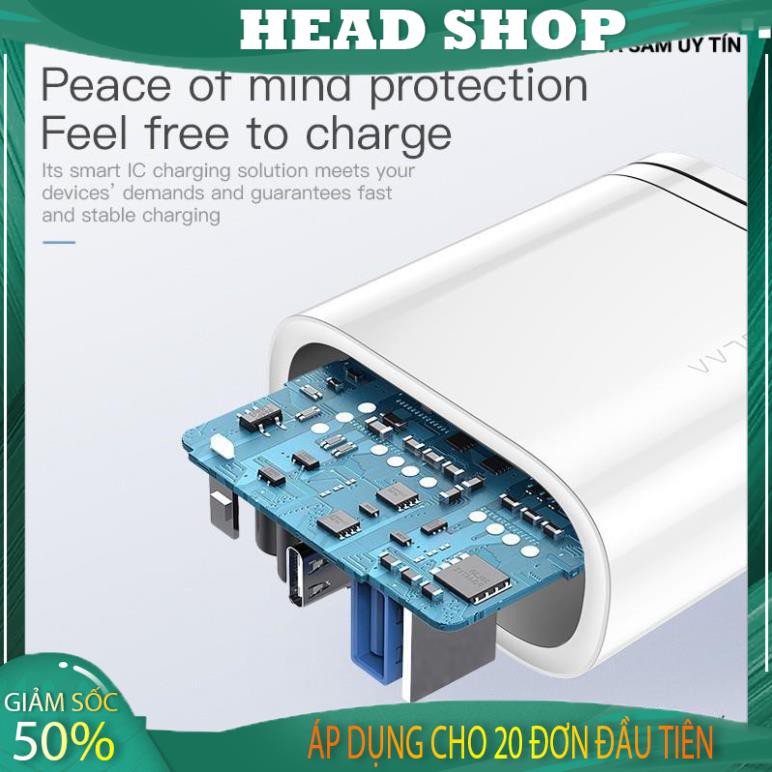 Cốc Sạc Nhanh 2 Cổng USB - Type C QC3.0 KuuLaa 36W dành cho Xiaomi Iphone Huawei OPPO HEAD SHOP