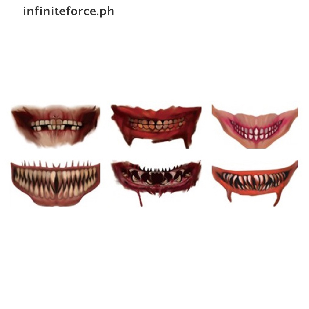 [IN]#1 Tờ Hình Xăm Dán Mặt Môi Miệng To Phong Cách Halloween