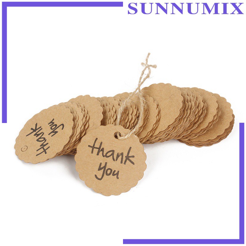Set 100 Thẻ Giấy In Chữ Thank You Dùng Để Gói Quà