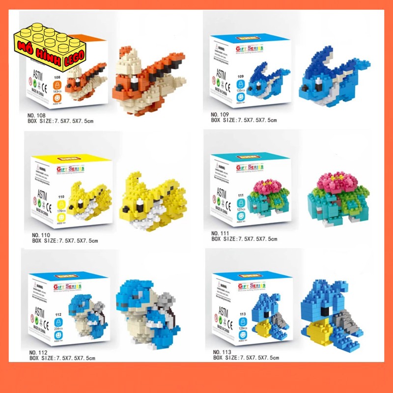 Đồ chơi lắp ráp lego nano block giá rẻ LNO mô hình 3D nhân vật Pokemon mini tùy chọn