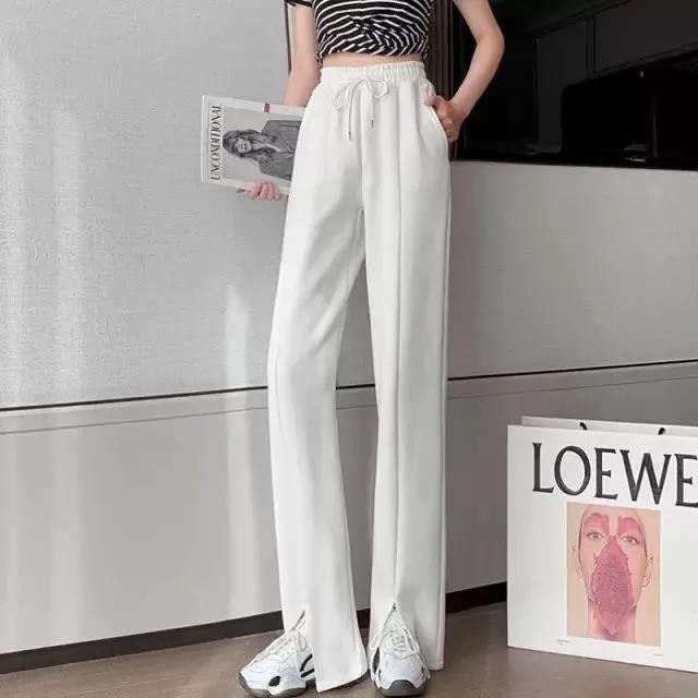 Quần dài lưng cao ống rộng thiết kế xẻ tà cá tính thời trang dành cho nữ | BigBuy360 - bigbuy360.vn