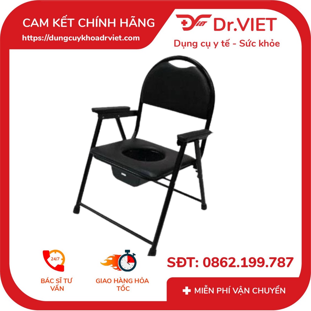 Ghế bô vệ sinh Lucass G17 cho người nặng cân(Ghế bô nệm đen G17)-Ghế bô vệ sinh cho người già,bà bầu, bệnh nhân tiện lợi