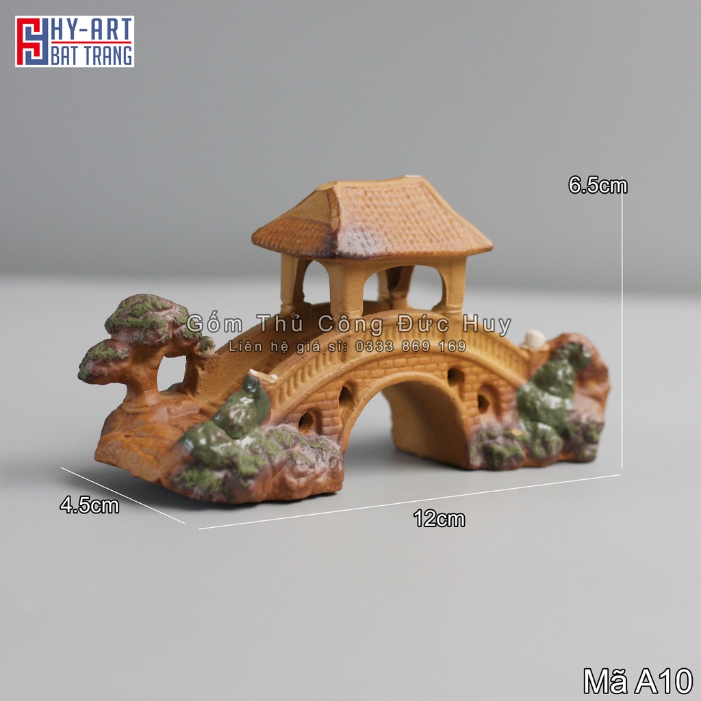 Tiểu cảnh hồ cá, bể cá cảnh, Mô hình cây cầu kiều mini trang trí hòn non bộ chậu cây bonsai