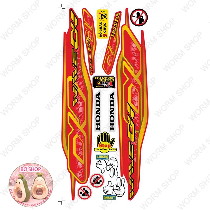 Tem rời WAVE ALPHA 110   BƠ SHOP  - Tem chế 3 lớp cao cấp