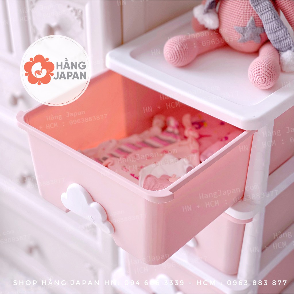 Tủ nhựa ngăn kéo 4 tầng cho bé  đựng đồ chơi, quần áo hình đám mây chắc chắn màu sắc đáng yêu