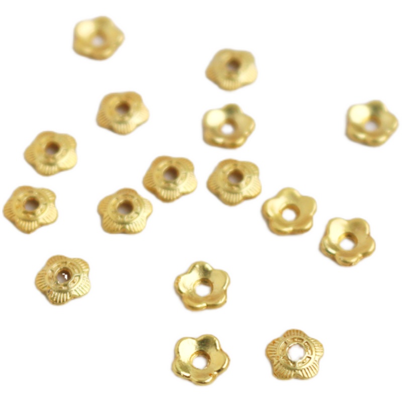 Set 50 Hạt Xỏ Lỗ Lớn Bằng Đồng Mạ Vàng 18k diy Làm Giá Đỡ Trang Sức
