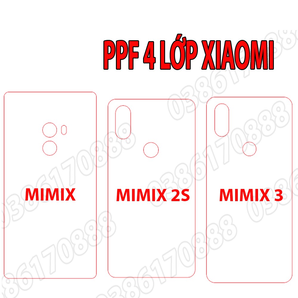 Dán lưng PPF 4 lớp chống va đập cho XIAOMI MIMIX / MIMIX 2S / MIMIX 3