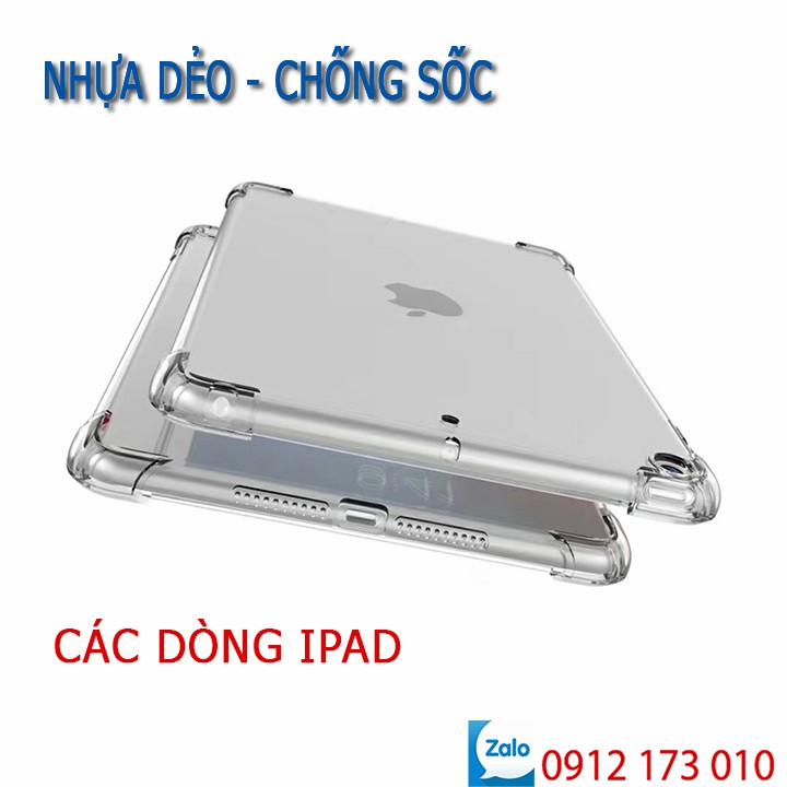 Ốp lưng iPad nhựa dẻo - CHỐNG SỐC - thiết kế dày 4 góc- Ốp iPad 2,3,4, Air2, Pro 9.7, iPad 10.2, 10.5 inch, Mini 1, 2, 3