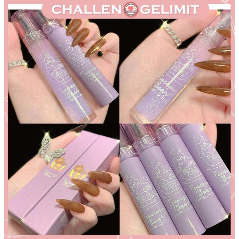 Son kem lì Maffick họa tiết gấu không dính cốc vỏ màu tím 👄