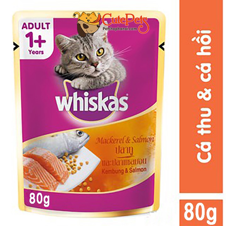 Pate cho mèo Whiskas 80g thức ăn ướt cho mèo - CutePets Phụ kiện chó mèo Pet shop Hà Nội