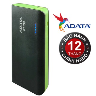 Pin sạc dự phòng 10.000mAh ADATA PT100 (Đen phối Xanh Lá)